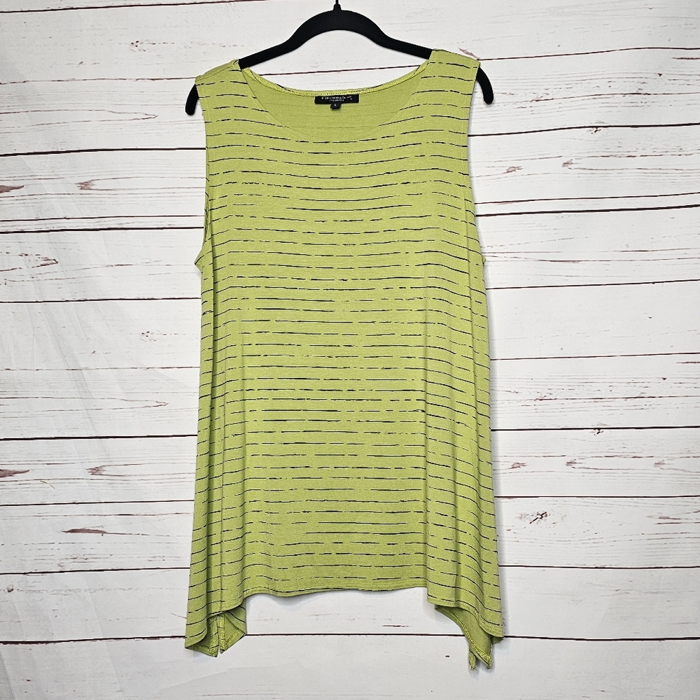Fh Clothing Co. Green Striped Sleeveless Tunic